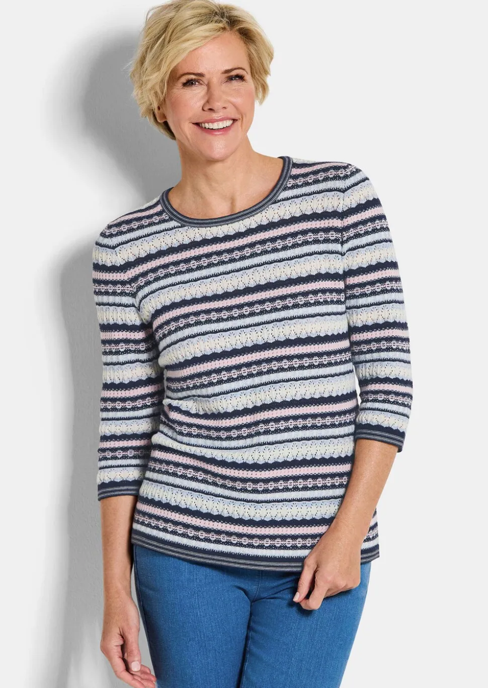 Pull jacquard à rayures