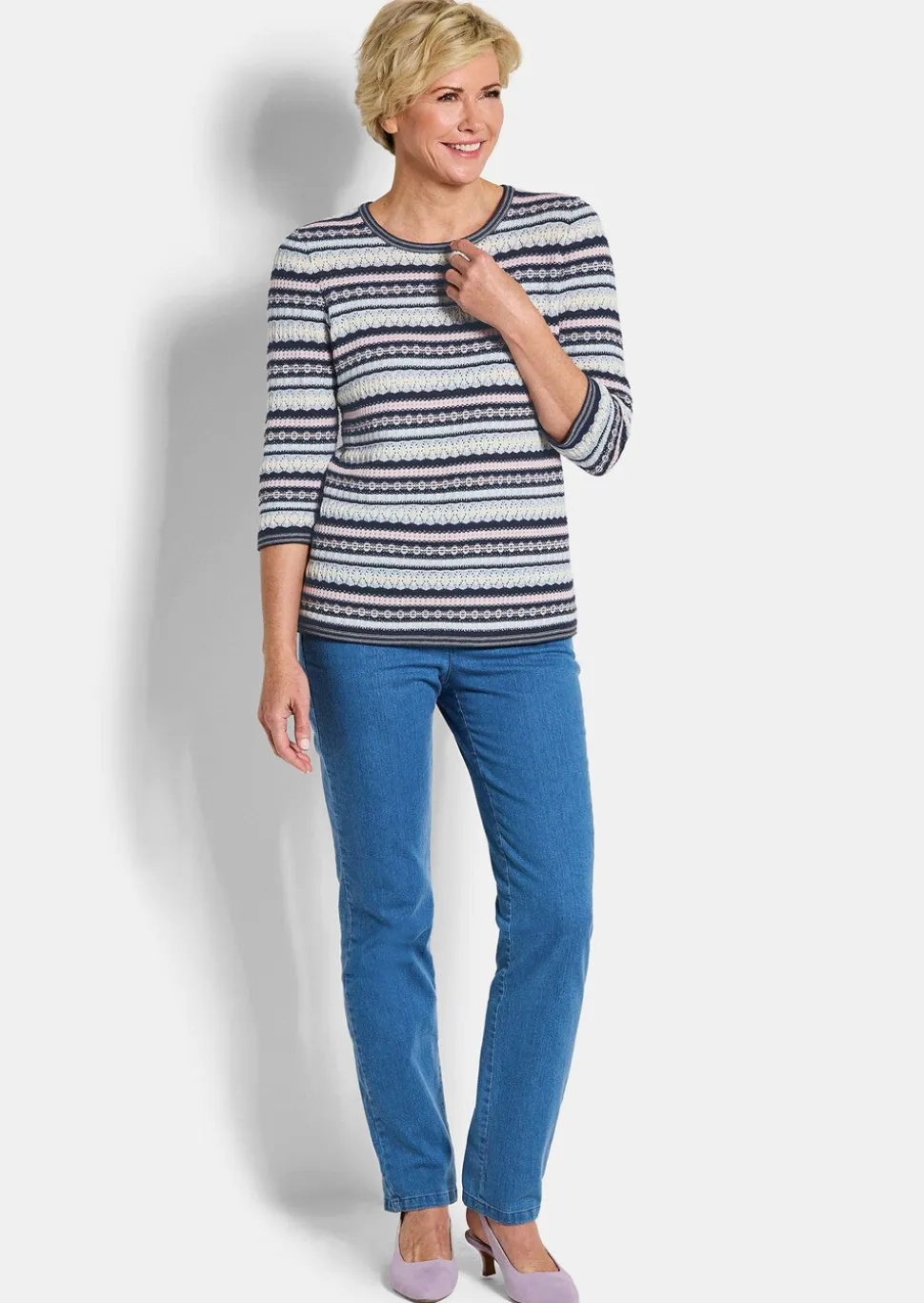 Pull jacquard à rayures
