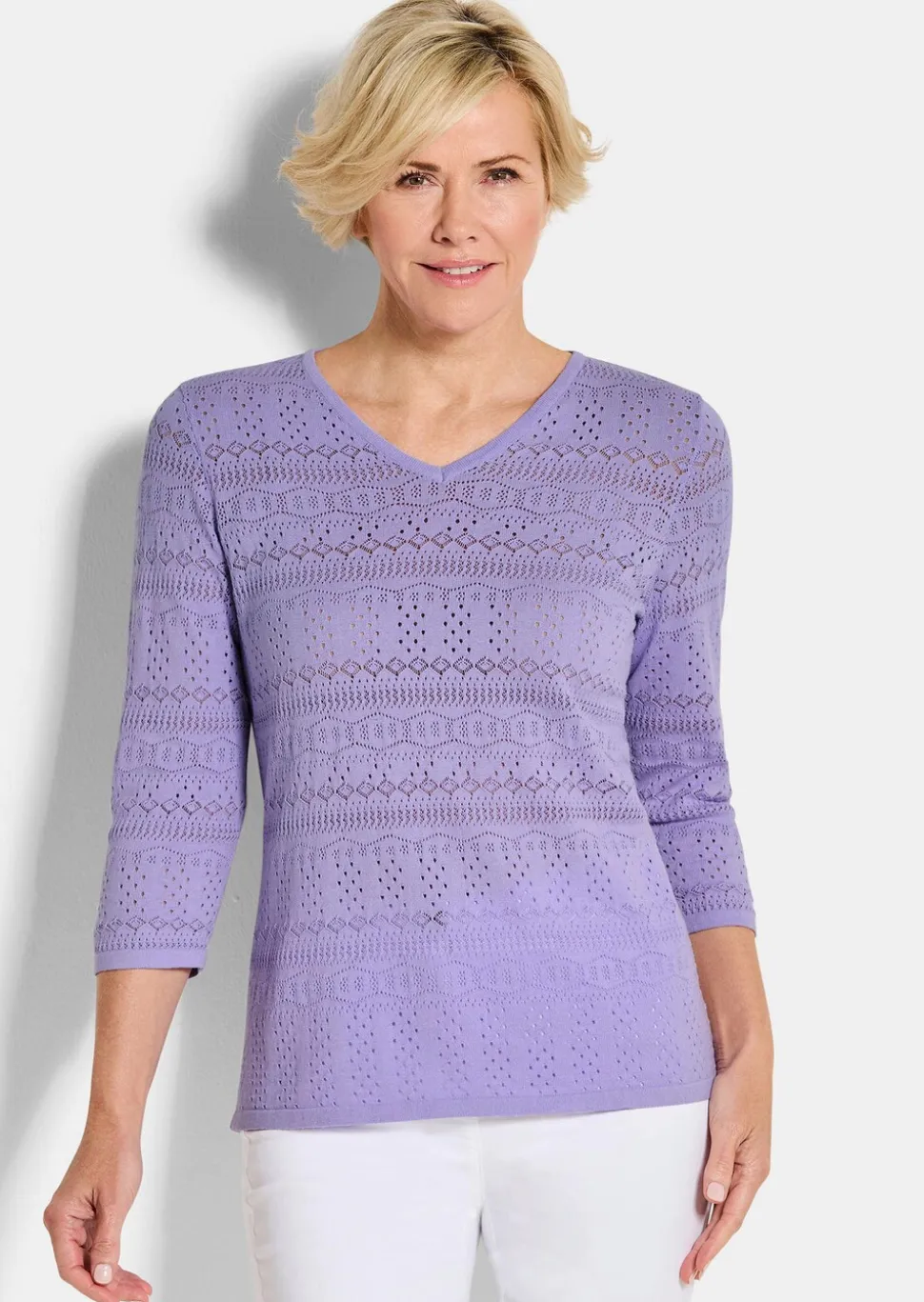 Pull léger en tricot à motif ajouré