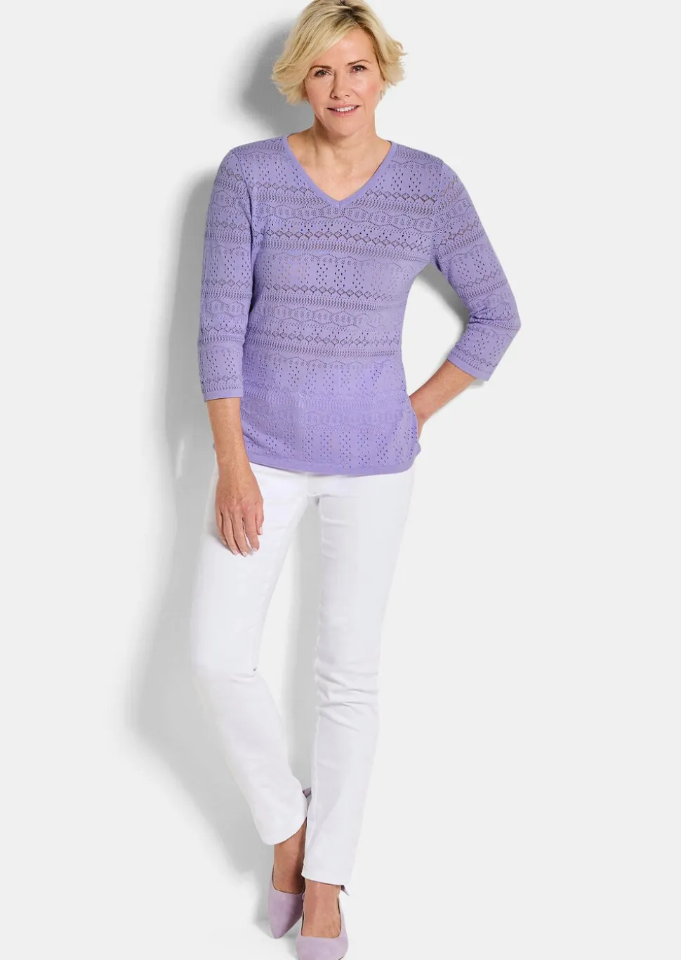 Pull léger en tricot à motif ajouré