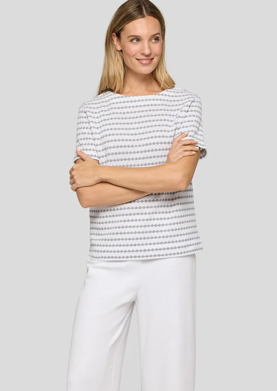 Pull à manches courtes en tricot structuré, avec coton