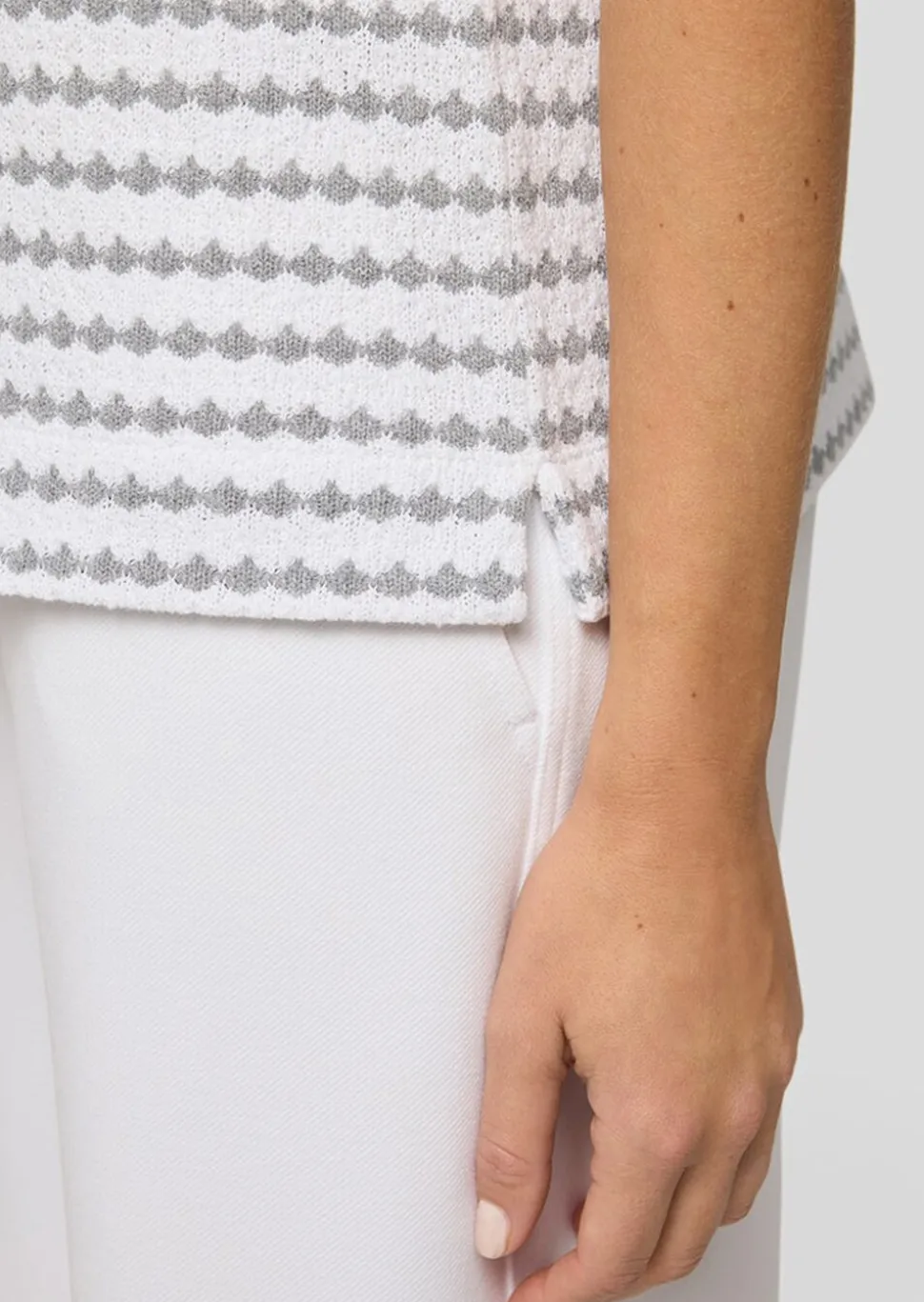 Pull à manches courtes en tricot structuré, avec coton