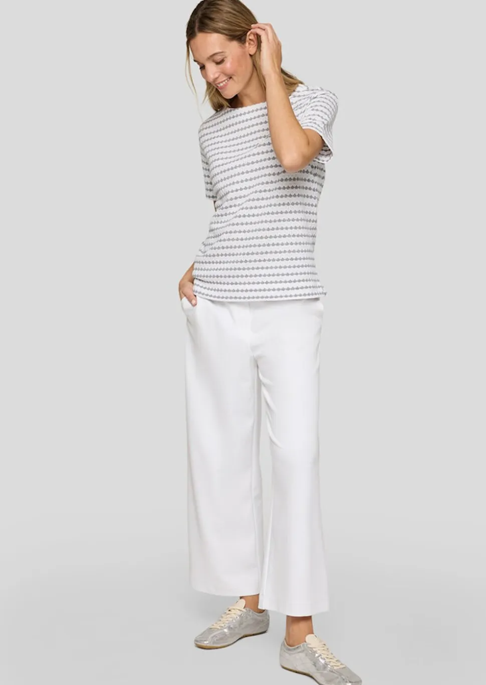 Pull à manches courtes en tricot structuré, avec coton