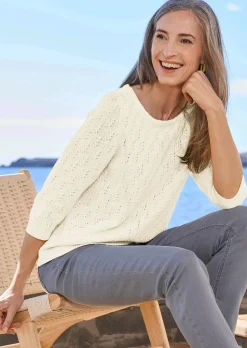 Pull à manches 3/4 en pur coton