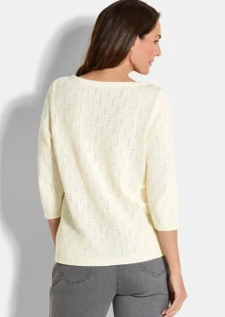 Pull à manches 3/4 en pur coton