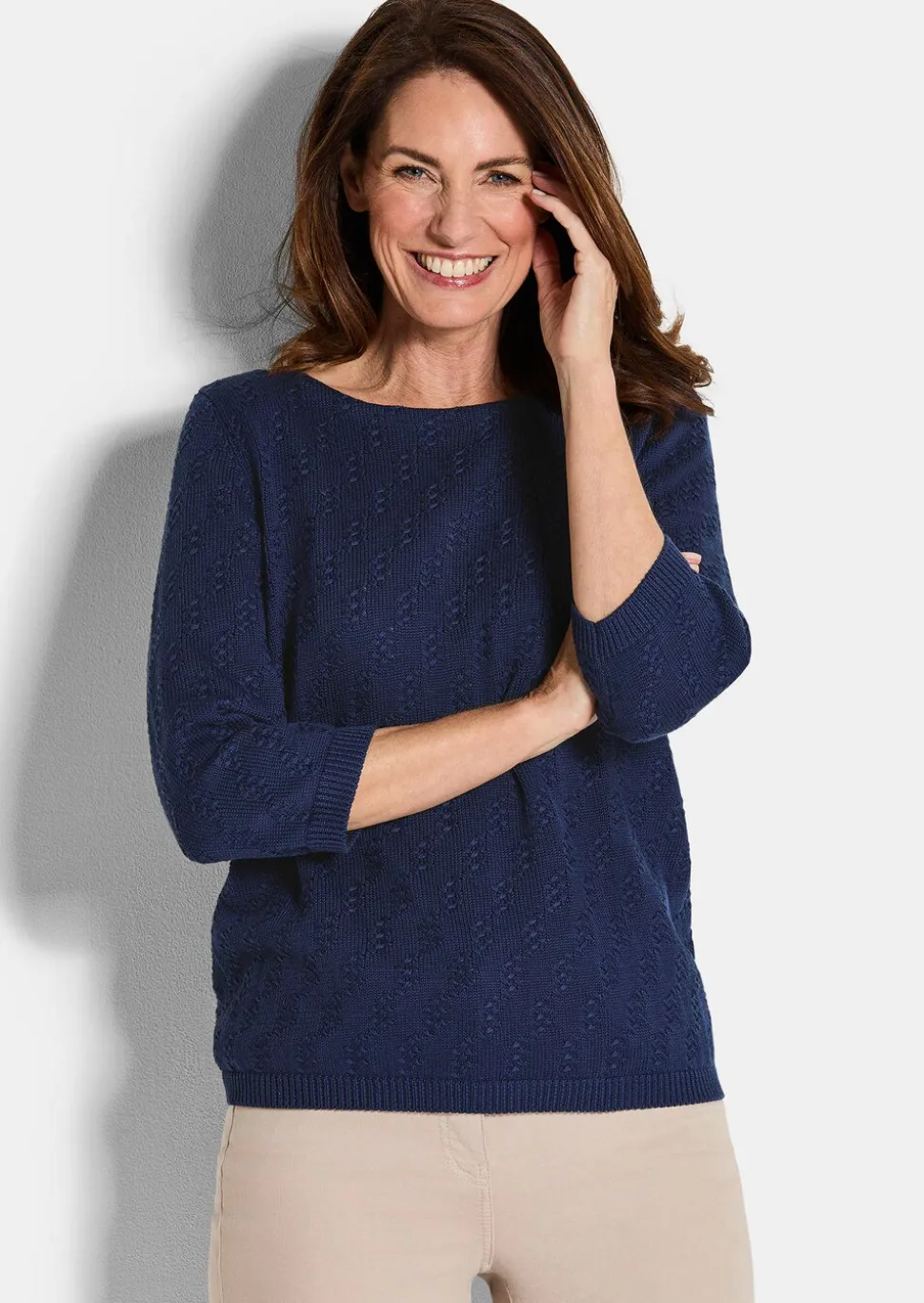 Pull à manches 3/4 en pur coton