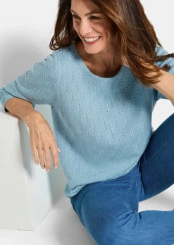 Pull à manches 3/4 en pur coton