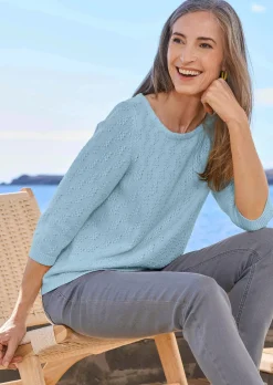 Pull à manches 3/4 en pur coton