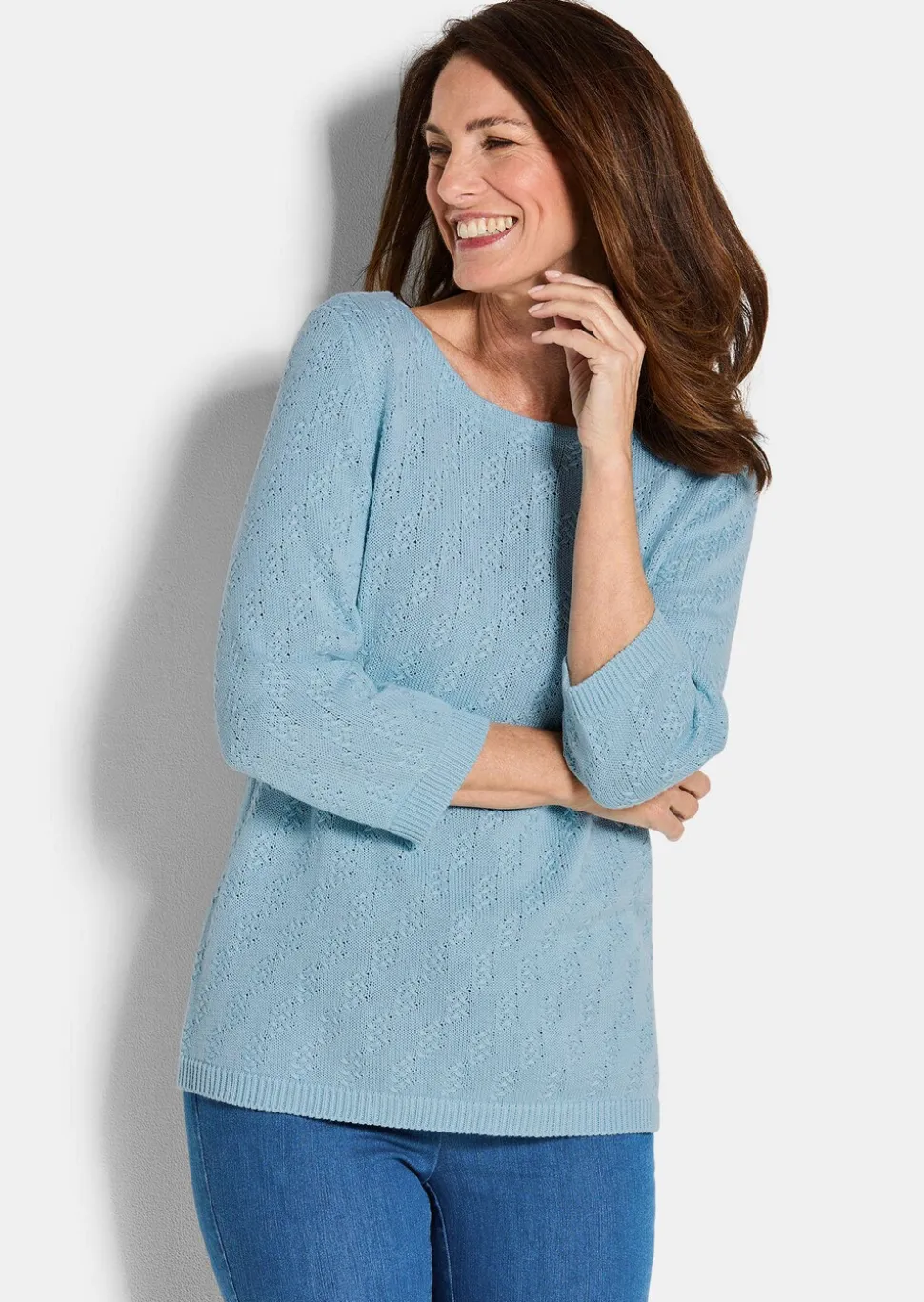 Pull à manches 3/4 en pur coton