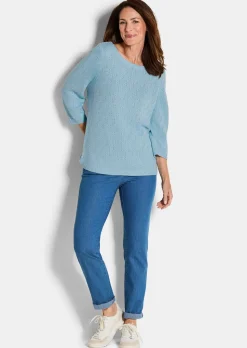 Pull à manches 3/4 en pur coton