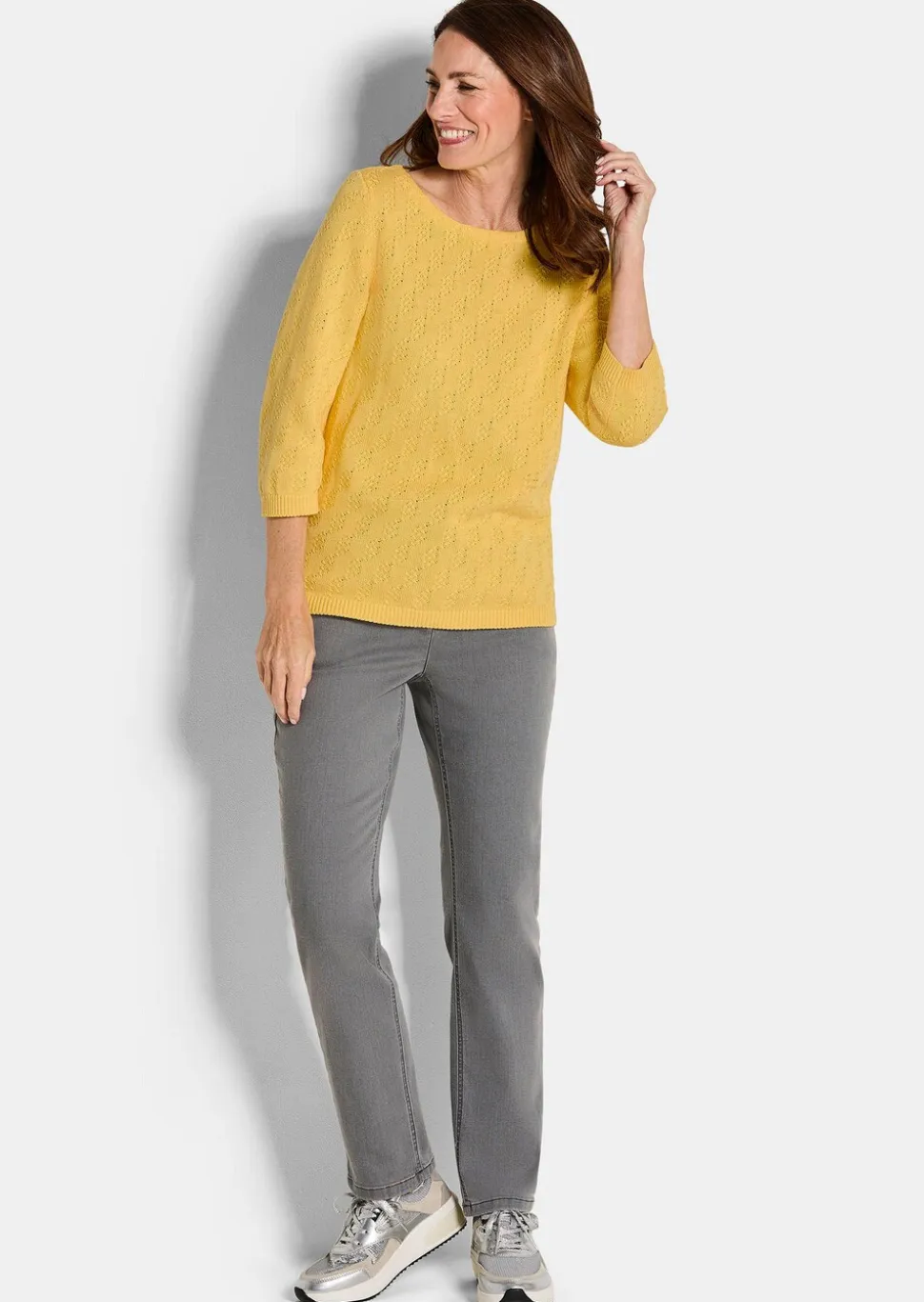 Pull à manches 3/4 en pur coton