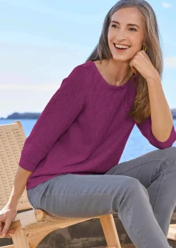 Pull à manches 3/4 en pur coton