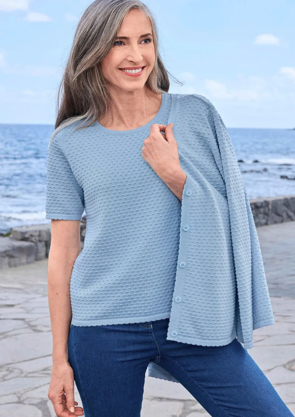 Pull à manches mi-longues avec motif à pois