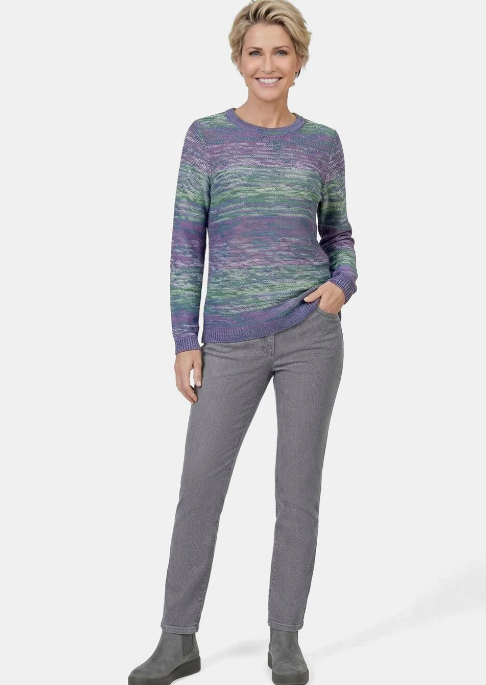 Pull multicolore avec dégradé plein de fraîcheur