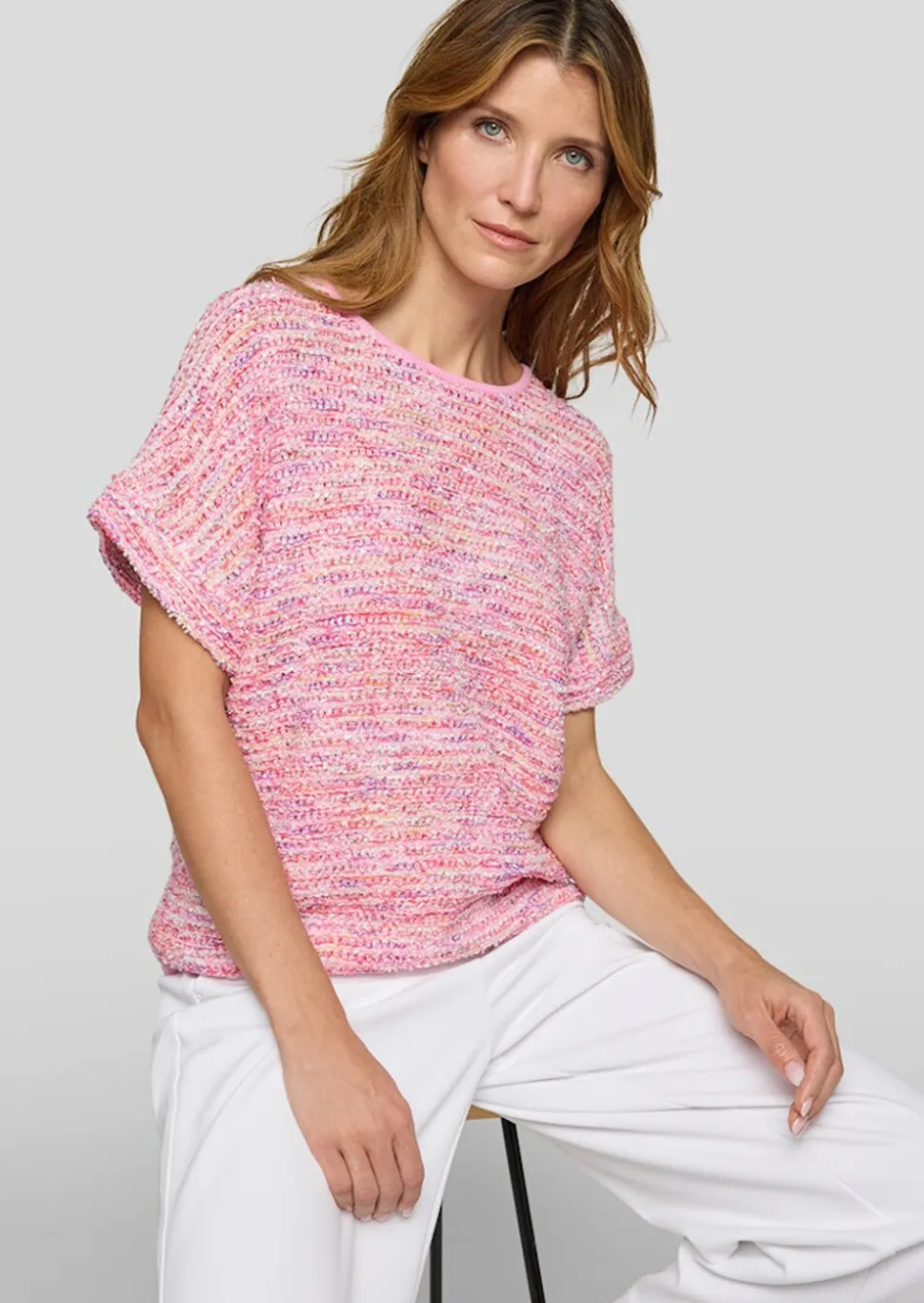 Pull multicolore en maille ruban