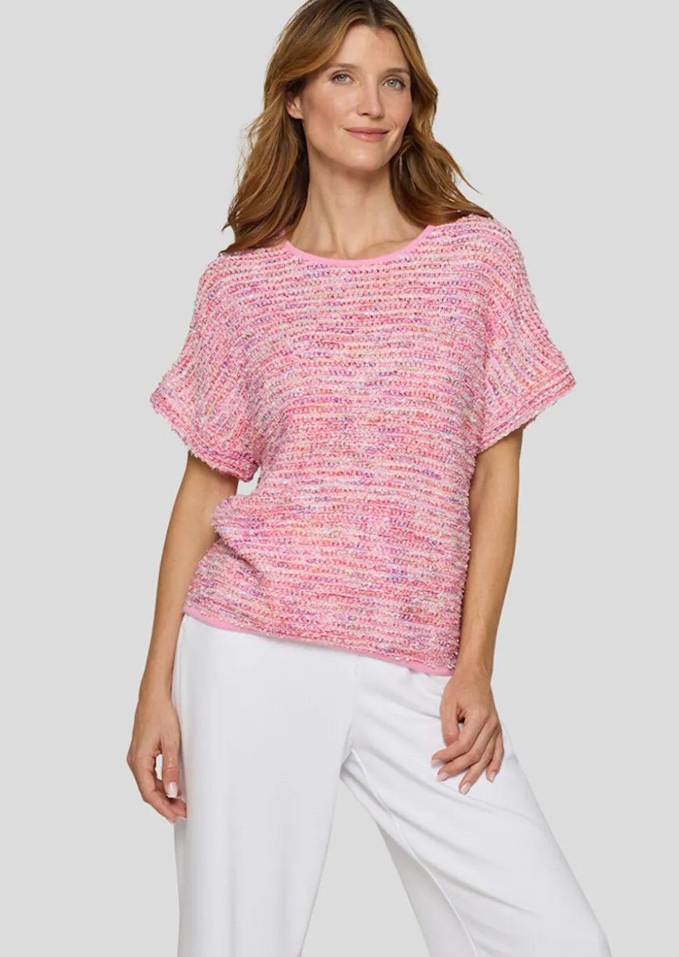 Pull multicolore en maille ruban