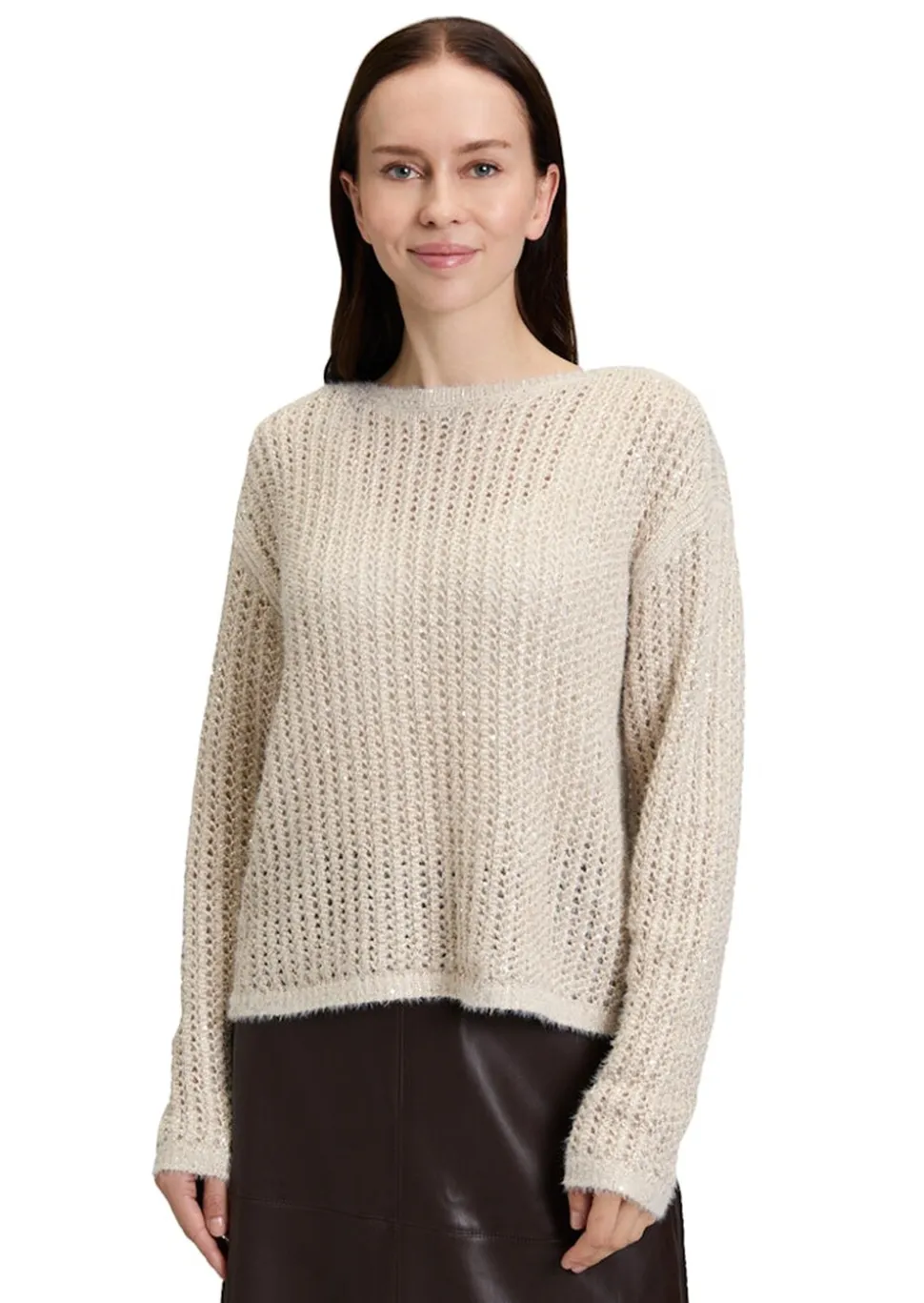 Pull-over en maille ajourée, pailletée