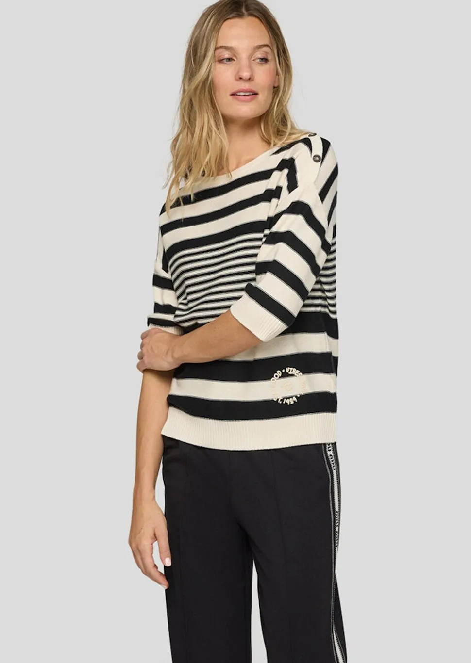 Pull à rayures doux avec teneur en coton