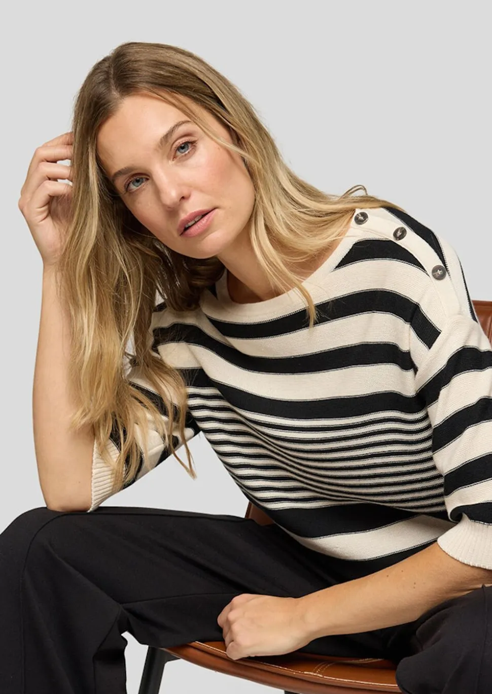 Pull à rayures doux avec teneur en coton