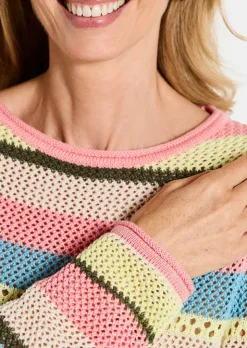 Pull à rayures en maille ajourée