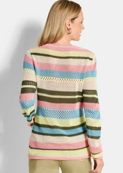 Pull à rayures en maille ajourée