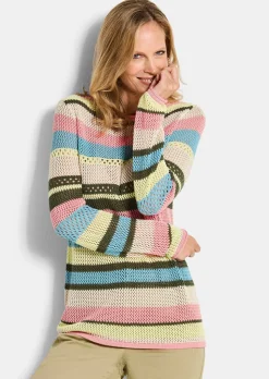 Pull à rayures en maille ajourée