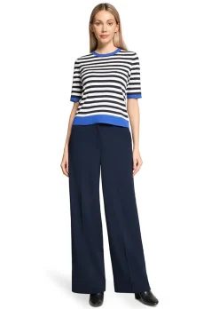 Pull à rayures en tricot fin avec manches mi-longues