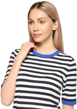 Pull à rayures en tricot fin avec manches mi-longues