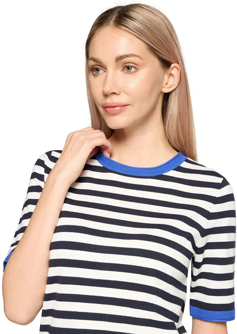 Pull à rayures en tricot fin avec manches mi-longues