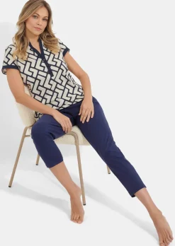 Pyjama en jersey avec pantalon 7/8