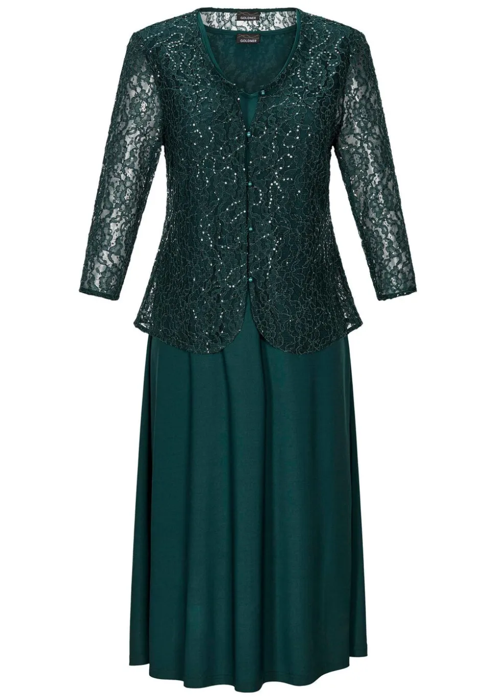 Robe avec veste en dentelle et paillettes