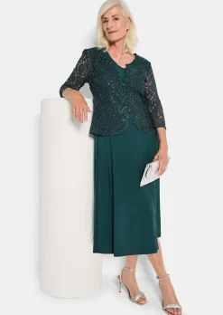 Robe avec veste en dentelle et paillettes