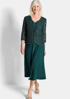 Robe avec veste en dentelle et paillettes