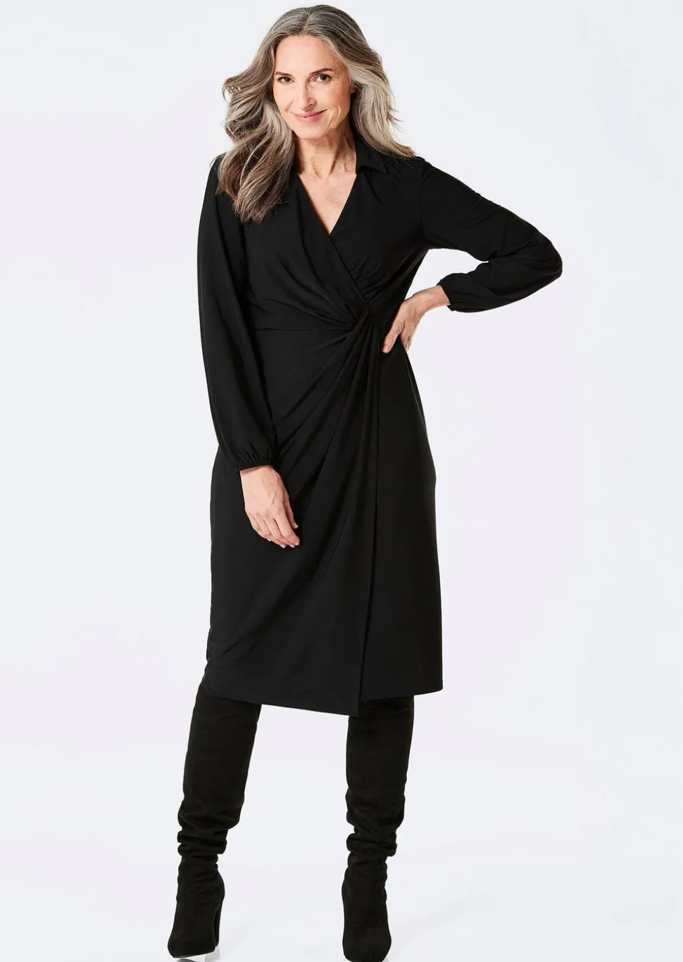 Robe cache-cœur avec col chemise