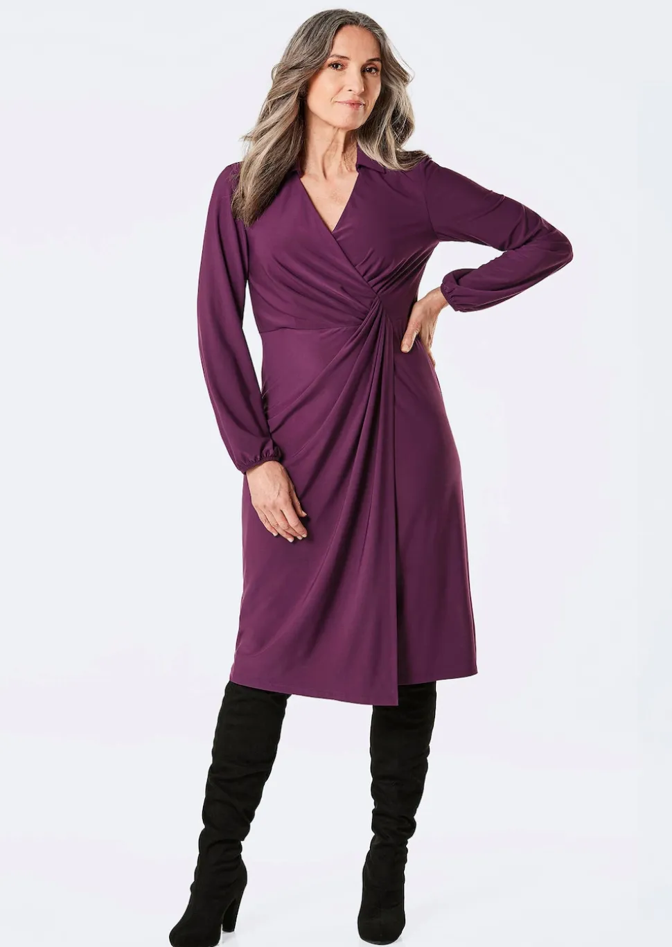 Robe cache-cœur avec col chemise