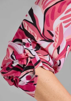 Robe-chemisier avec imprimé de feuilles