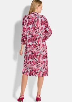 Robe-chemisier avec imprimé de feuilles