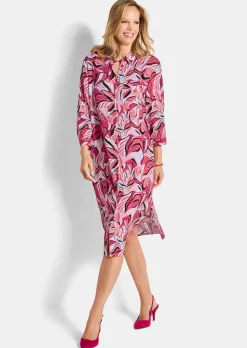 Robe-chemisier avec imprimé de feuilles