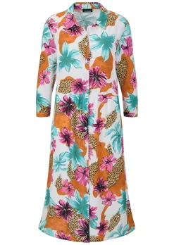 Robe-chemisier avec imprimé léopard et fleurs