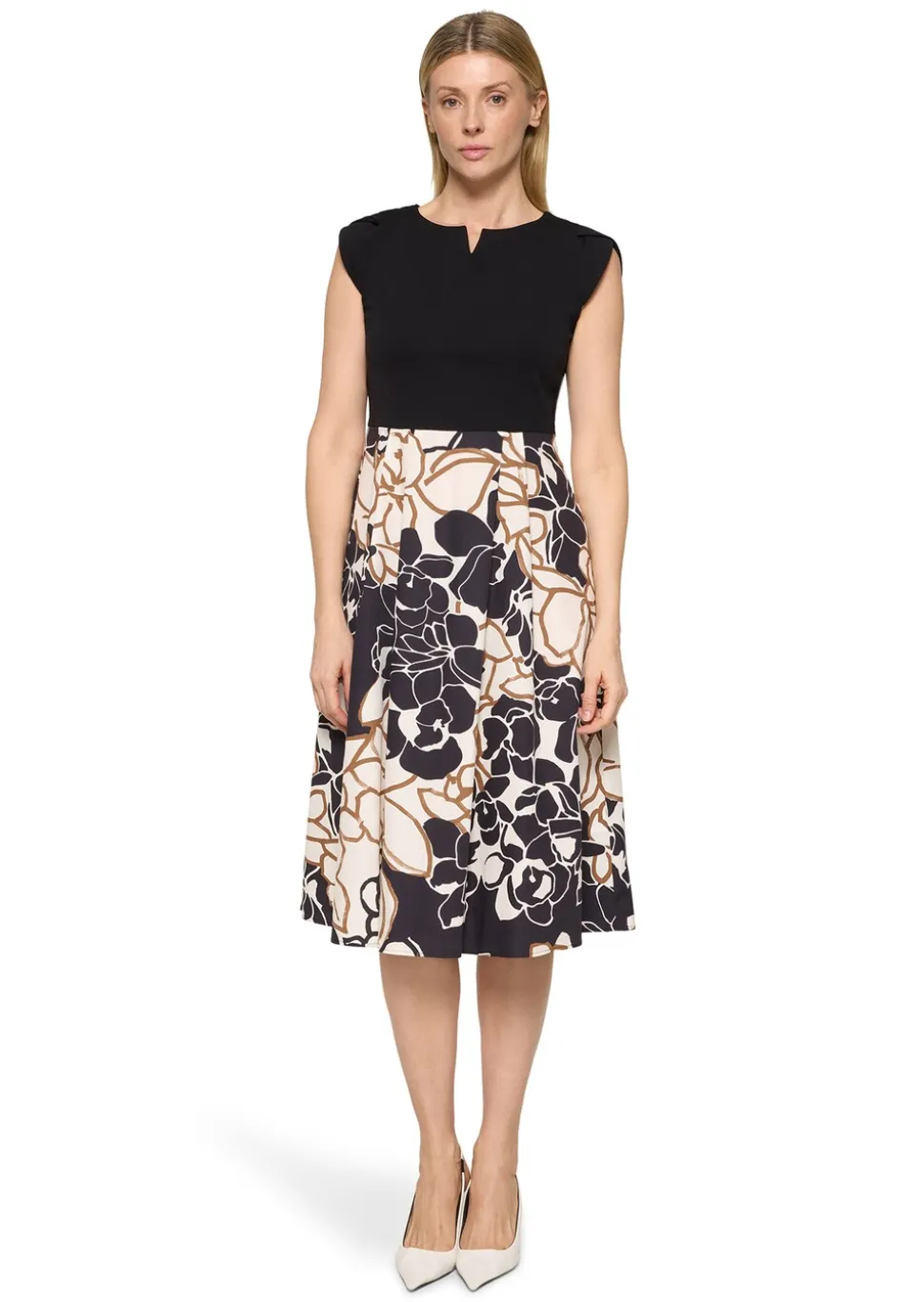 Robe composée d’un haut en jersey et d’une jupe tissée