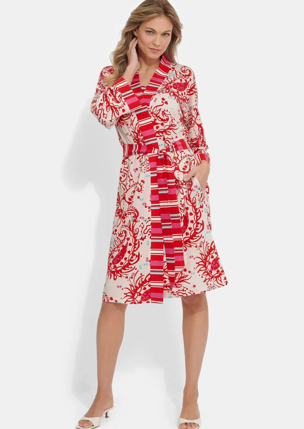Robe de chambre avec mix de motifs aux couleurs harmonieuses