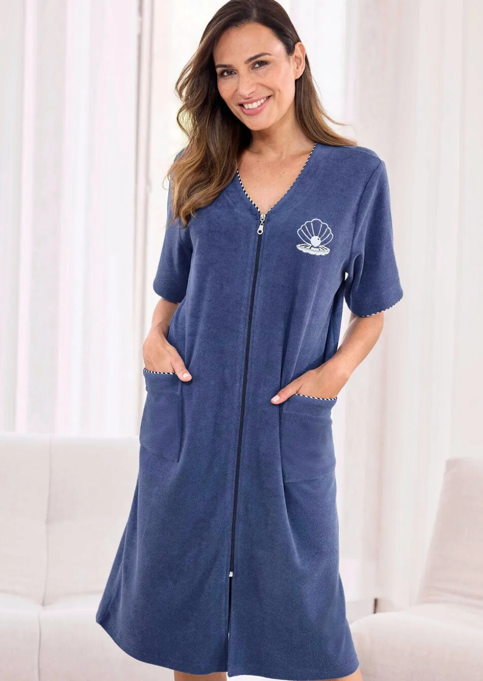Robe de chambre en tissu éponge zippée