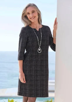 Robe en jersey aspect tweed, légèrement brillante