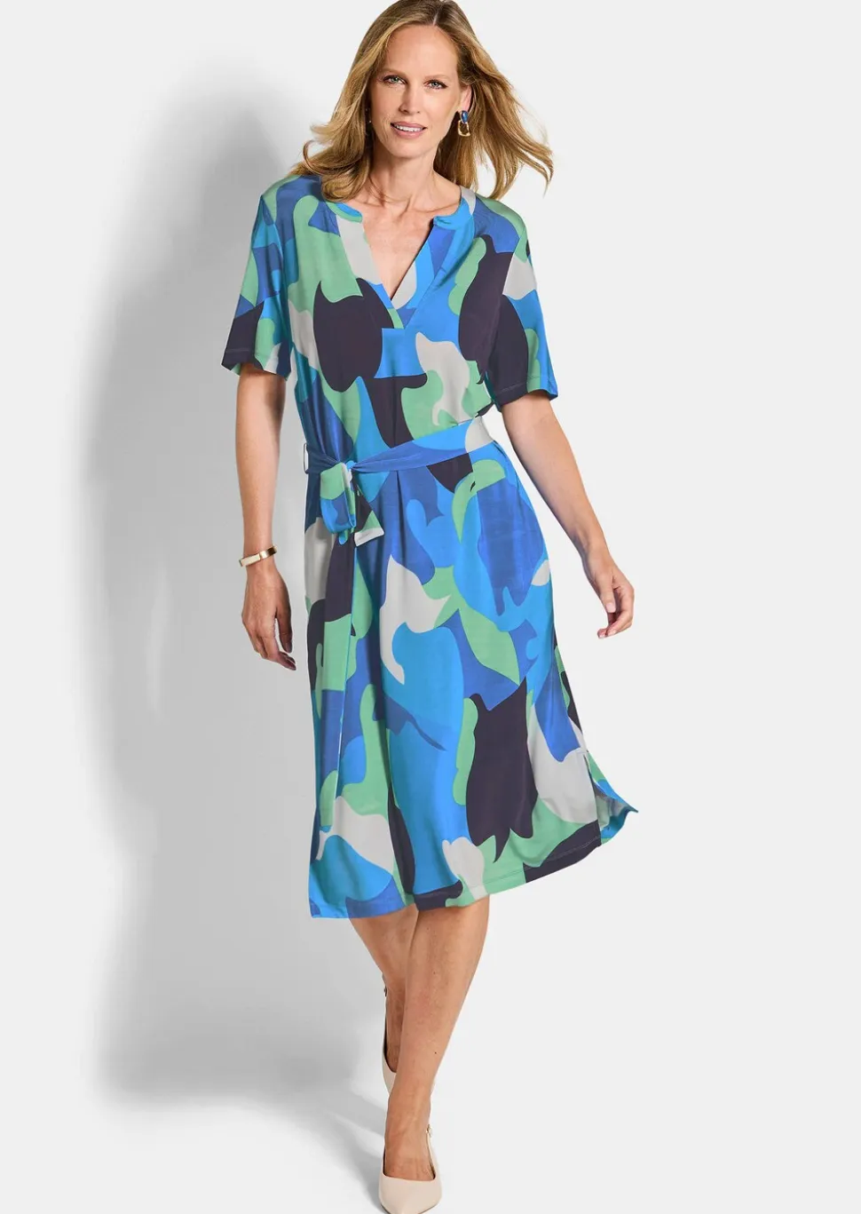 Robe en jersey avec lien à nouer et poches
