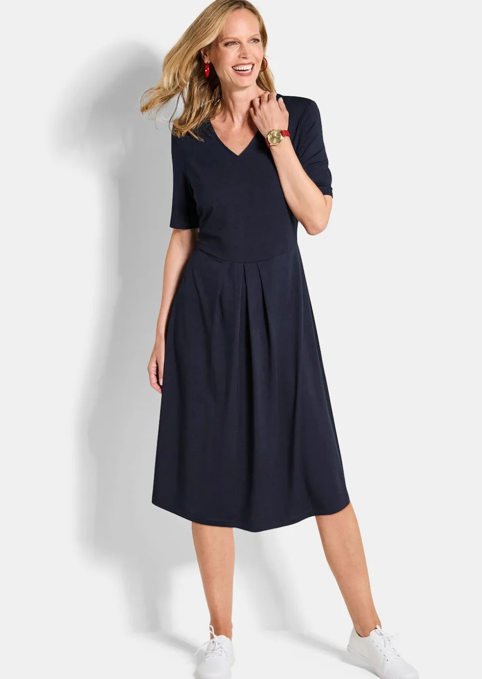Robe en jersey à encolure en V