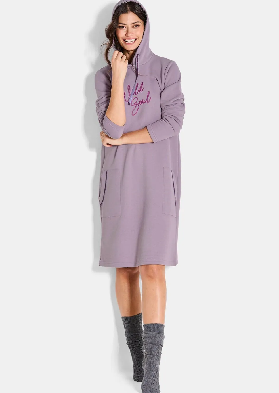 Robe en sweat avec capuche