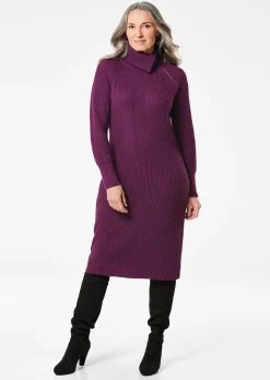 Robe en tricot avec col asymétrique