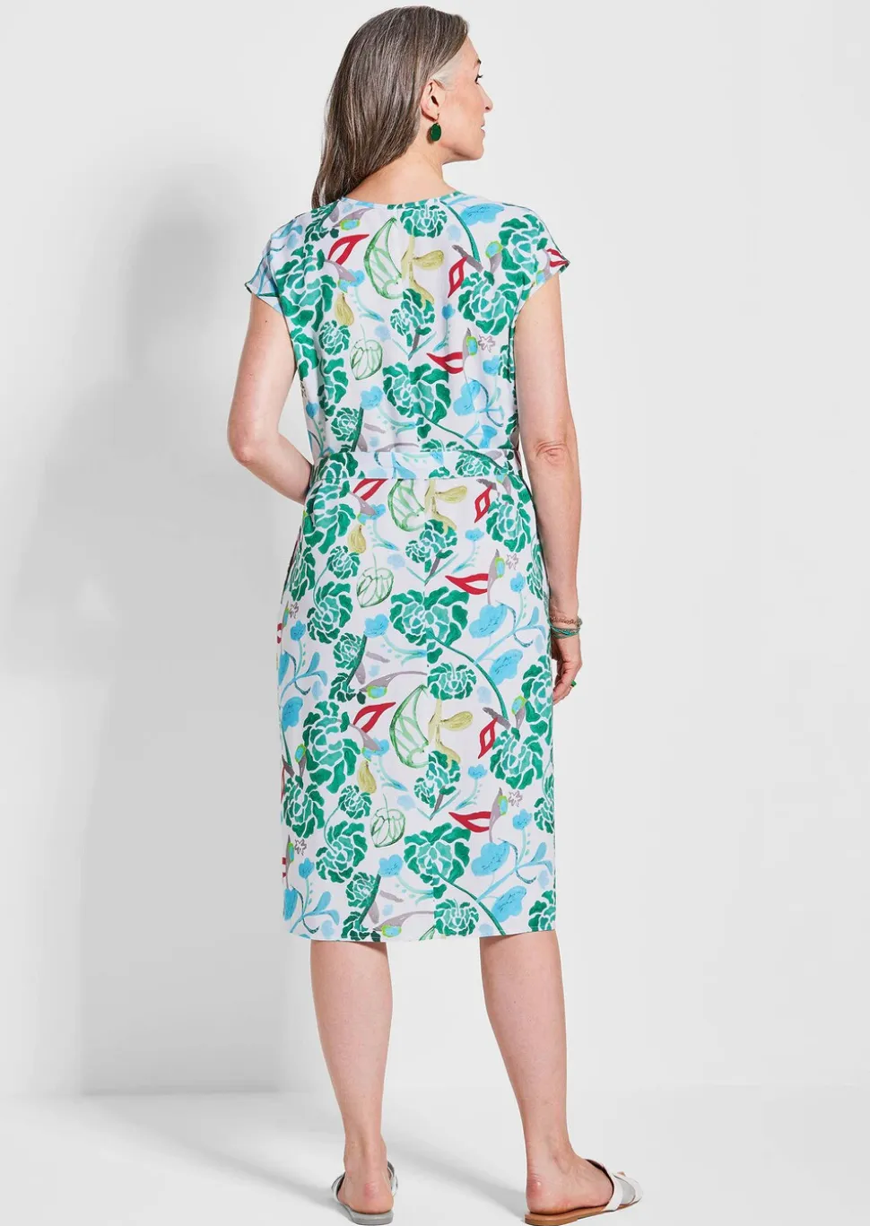 Robe imprimée avec imprimé intégral et ceinture à nouer