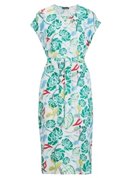 Robe imprimée avec imprimé intégral et ceinture à nouer
