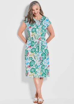 Robe imprimée avec imprimé intégral et ceinture à nouer